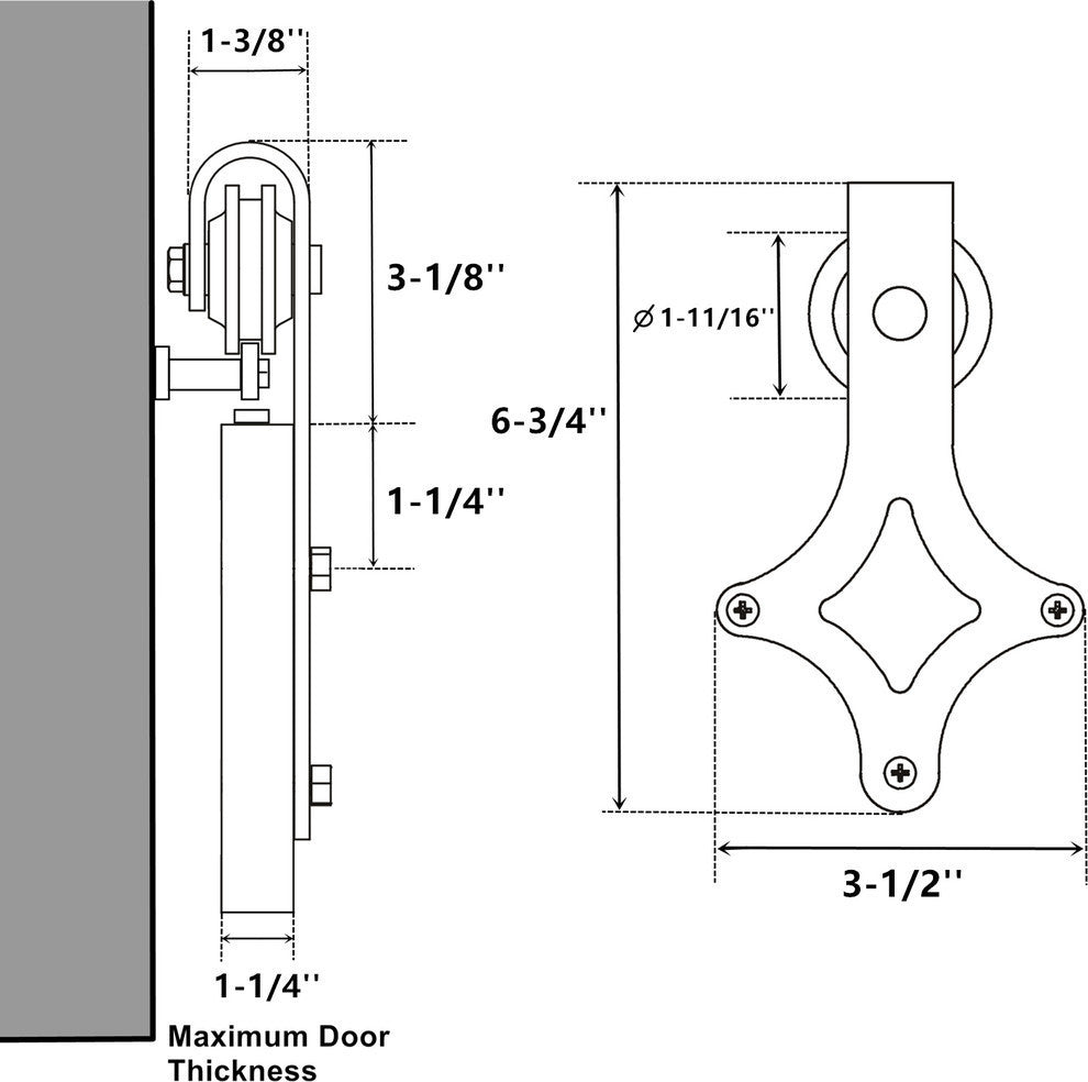 Mini Sliding Barn Door Hardware Kit, Diamond Design, 78", Single