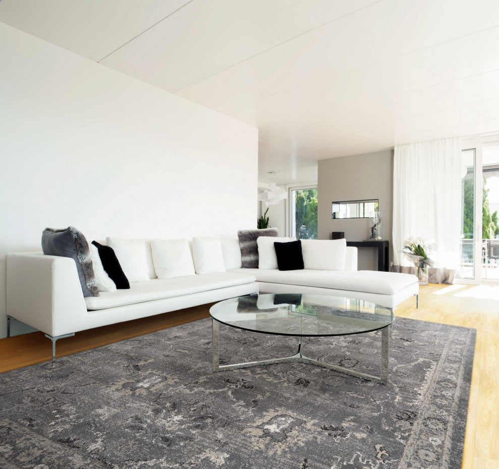 HomeRoots 7' x 9' Polypropylene Grey Area Rug