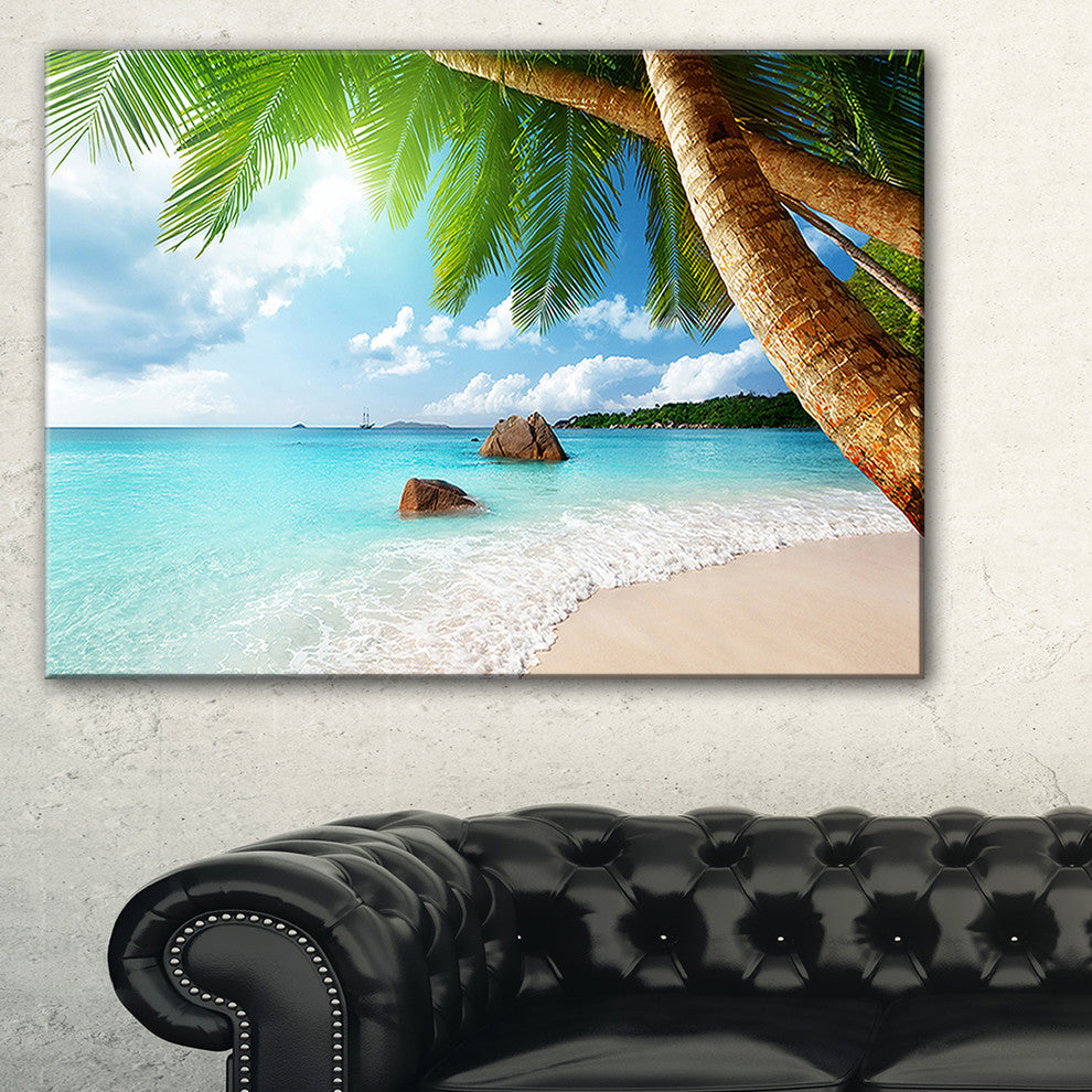 "Praslin Island Seychelles Beach" Seashore Canvas Photo Print, 40"x20"