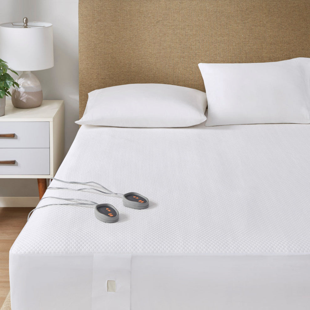 Beautyrest Cool Touch Double Knit Heated Mattress Pad Soft Flexible Wires, White