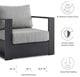 Lounge Sectional Sofa Chair Table Set, Gray, Aluminum, Modern, Outdoor