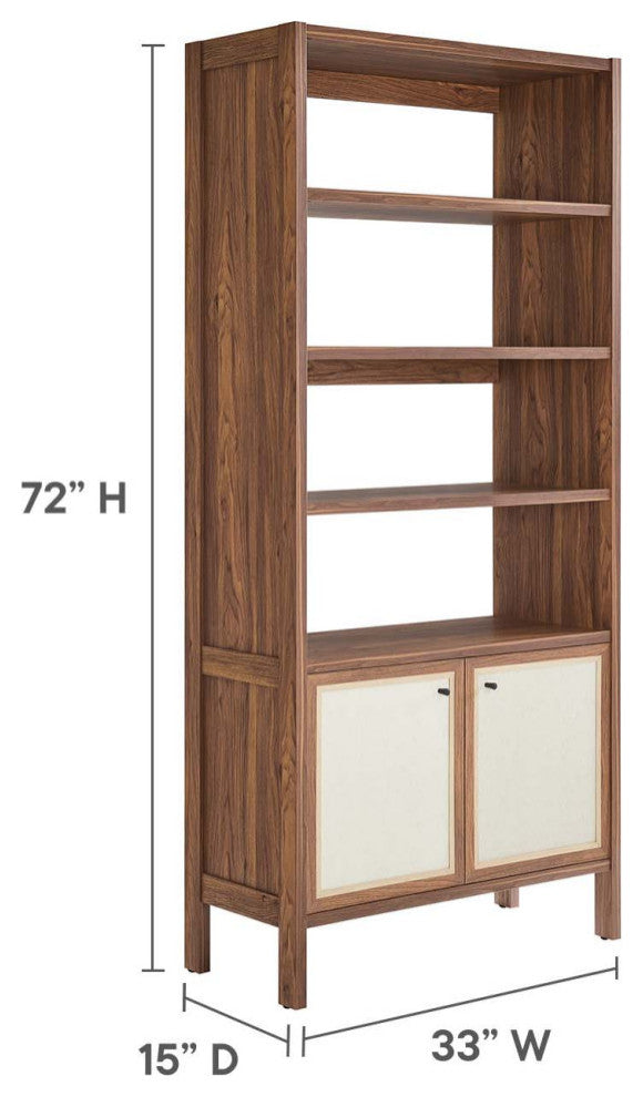 Capri 4-Shelf Wood Grain Bookcase, Walnut