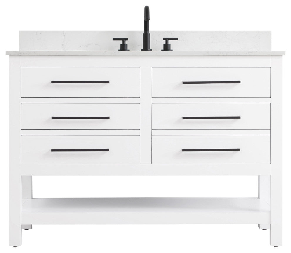 Home Living 48" Single Bathroom Vanity, White With Backsplash