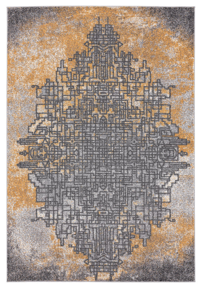 Abani Laguna LAG160A Yellow and Grey Abstract Area Rug