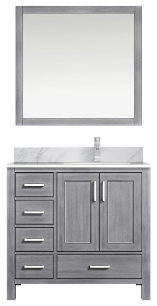 Jacques 36" Distressed Grey Single Vanity Set with Marble Top - Right Version