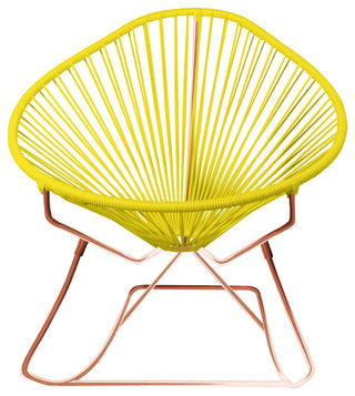 Acapulco Indoor/Outdoor Handmade Rocker, Yellow Weave, Copper Frame