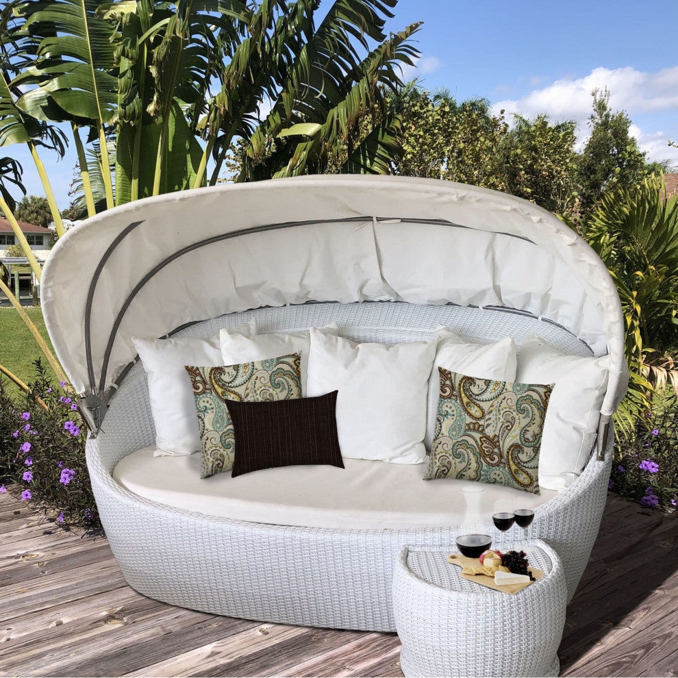 3-Piece Set Brown Paisley Indoor Outdoor Sewn Pillows