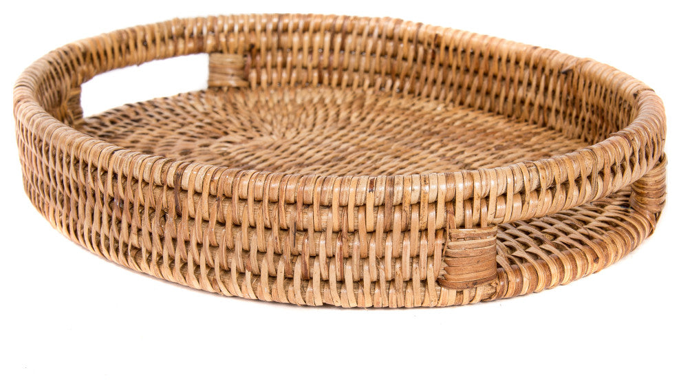 Artifacts Rattan™ Oval Tray With Cutout Handles, Honey Brown, Small
