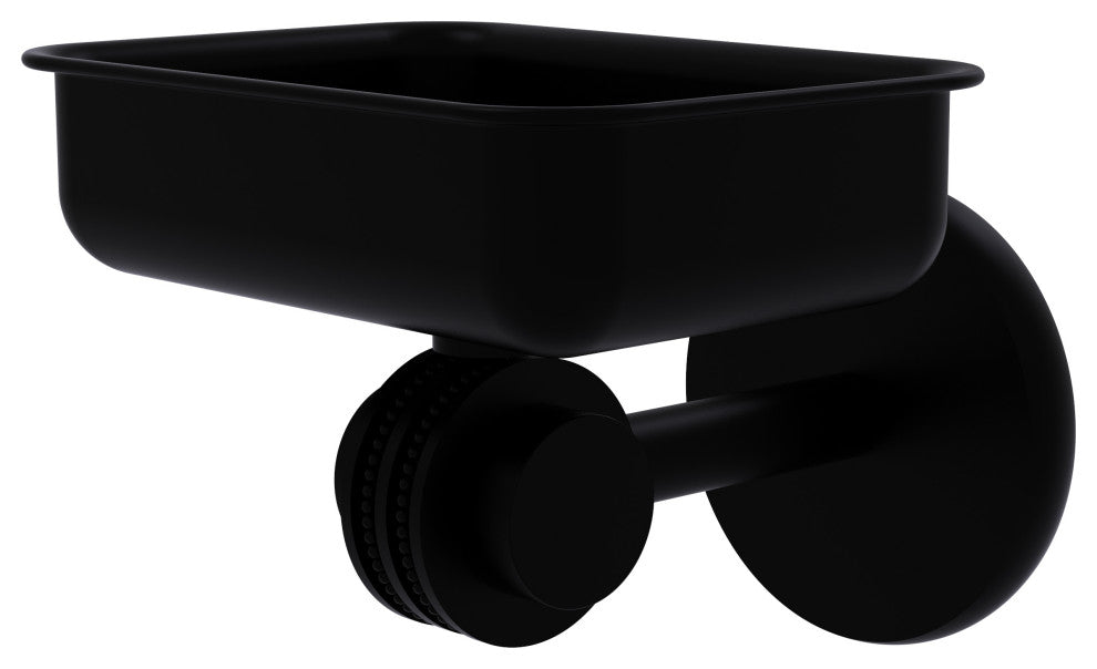 Satellite Orbit Two Wall Mount Soap Dish With Dotted Accents, Matte Black
