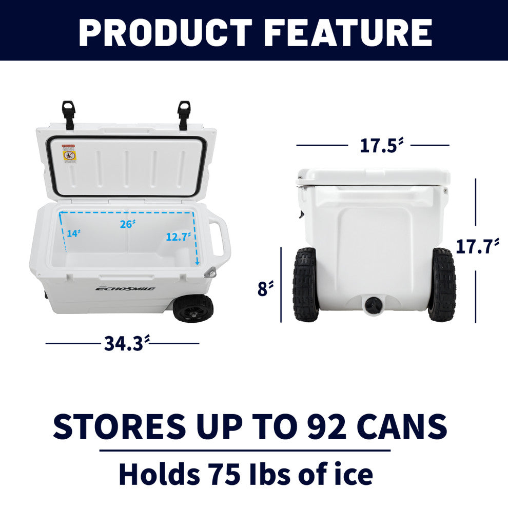 EchoSmile 75 qt. Rotomolded Cooler, White