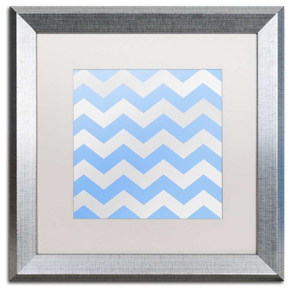 Color Bakery 'Xmas Chevron 3' Matted Framed Art, Silver Frame, White Mat, 16x16