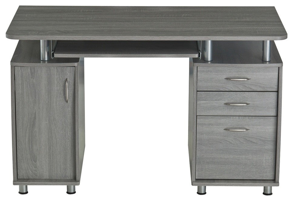 Complete Workstation Computer Desk With Storage, Gray