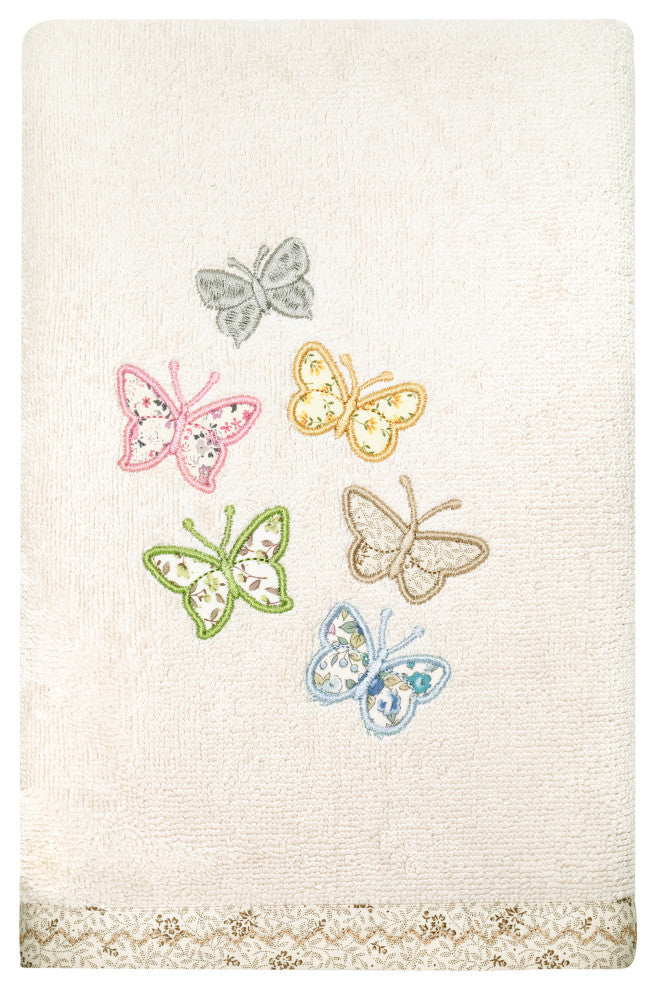 Linum Home Textiles 100% Turkish Cotton MARIPOSA 4PC Embellished Towel Set