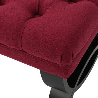 GDF Studio Reddington Tufted Fabric Ottoman Bench, Deep Red