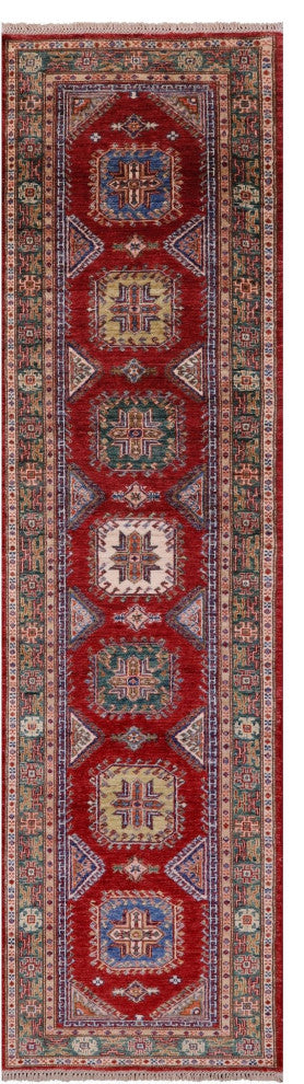 Super Kazak Hand Knotted Runner Rug 2' 7" X 10' 0" - Q12967