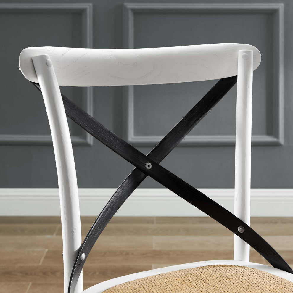Side Dining Chair, Set of 2, Wood, White Black, Modern, Cafe Bistro Restaurant
