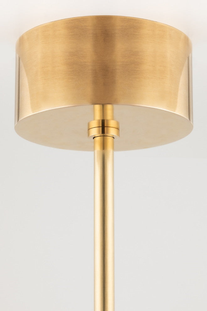 Saturn 6-Light LED Chandelier, Aged Brass, Matte White Glass and Metal Shade