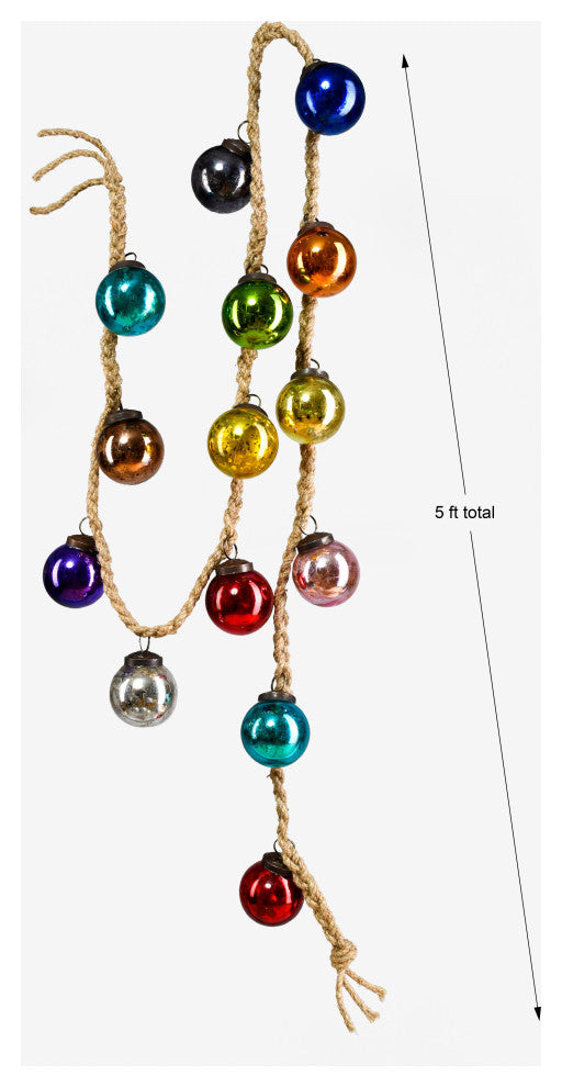 Serene Spaces Living Multicolor Glass Balls Garland, 60"x2"