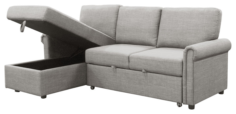 Harding Storage Sofa Bed Reversible Sectional, Heather Gray