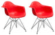 EZ Mod 2 Eiffel Molded Chrome Arm chairs, Red