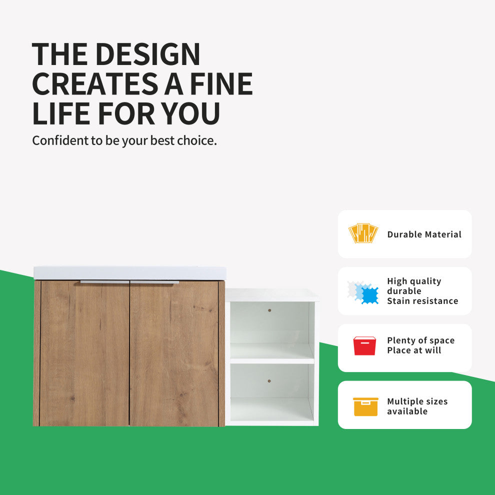 BNK Wall-Mounted Bathroom Cabinet Set with Soft-Close Doors, Imitative Oak, 36inch