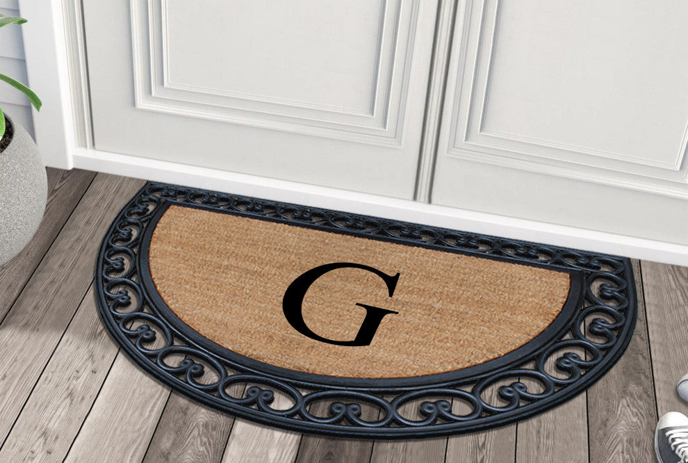 A1HC Half Round 30"x48" Double Door Monogrammed Doormat, G