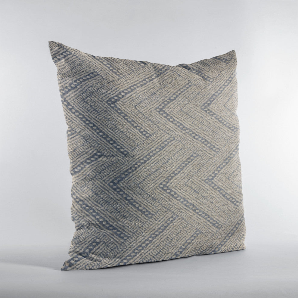 Plutus Blue Triangle Chevron Luxury Throw Pillow, 26"x26"