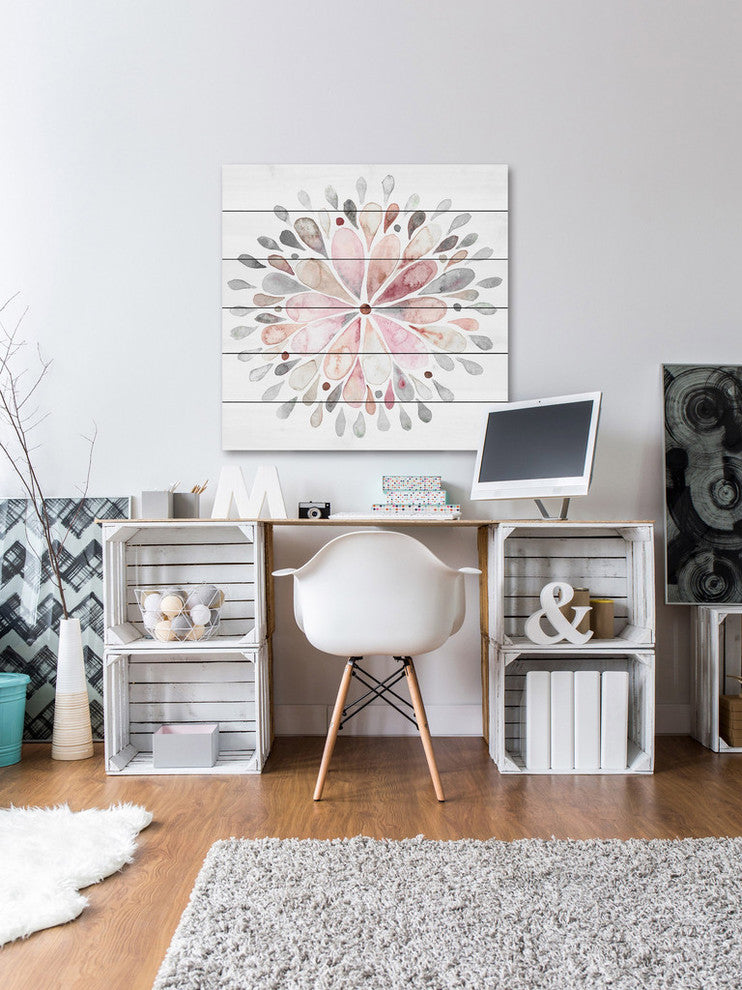 "Fading Flower" Painting Print on White Wood