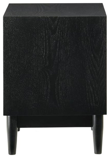 Armen Living Artemio 2-Drawer Wood Nightstand with Shelf in Black