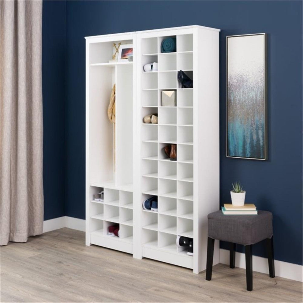 Prepac Space Saving 36 Cubby Shoe Storage Cabinet in White