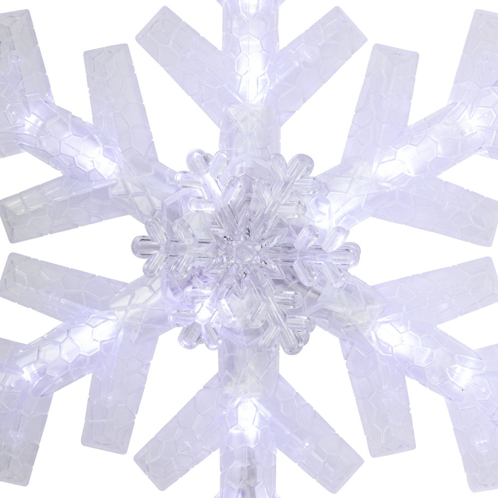 14.75" Lighted LED Clip-On Snowflake Christmas Tree Topper  White Lights