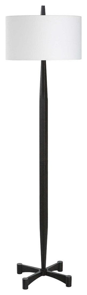 Rustic Minimalist Aged Black Iron Pole Floor Lamp 67 in Industrial Loft Classic