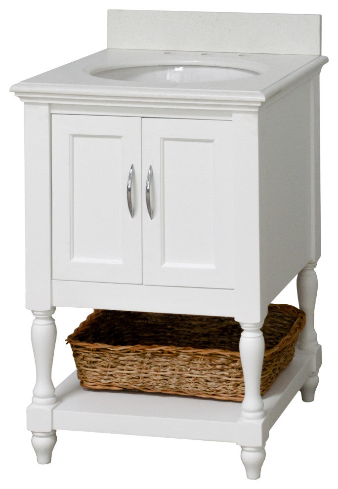 Beverly 24" Bathroom Vanity, White, 24", Quartz