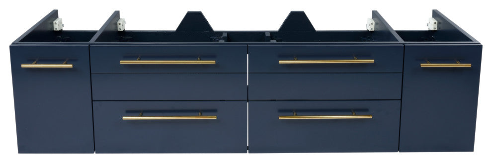 Fresca Lucera Royal Blue Wall Mount Undermount Sink Modern Bathroom Cabinet, 60"