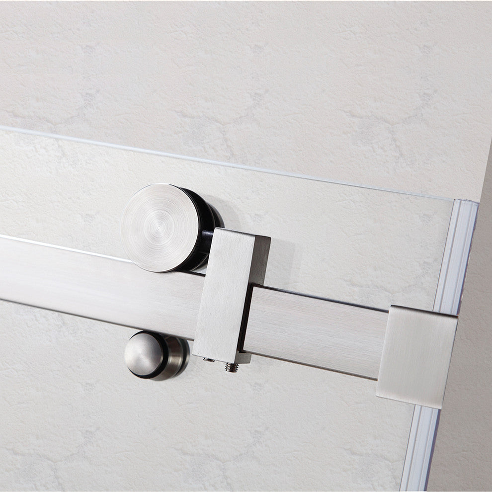 WoodBridge 44-48"Wx76"H Frameless Sliding Shower Door, Brushed Nickel