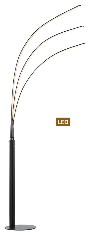 Artiva USA 92" Aurora LED Arch Tree Floor Lamp, Touch Dimmer, Matt Black