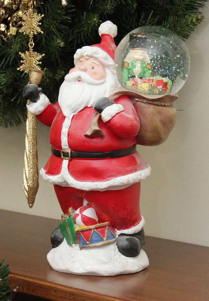 11" Santa Claus with Toy Sack Snow Dome Snow Globe Christmas Table Top Figure