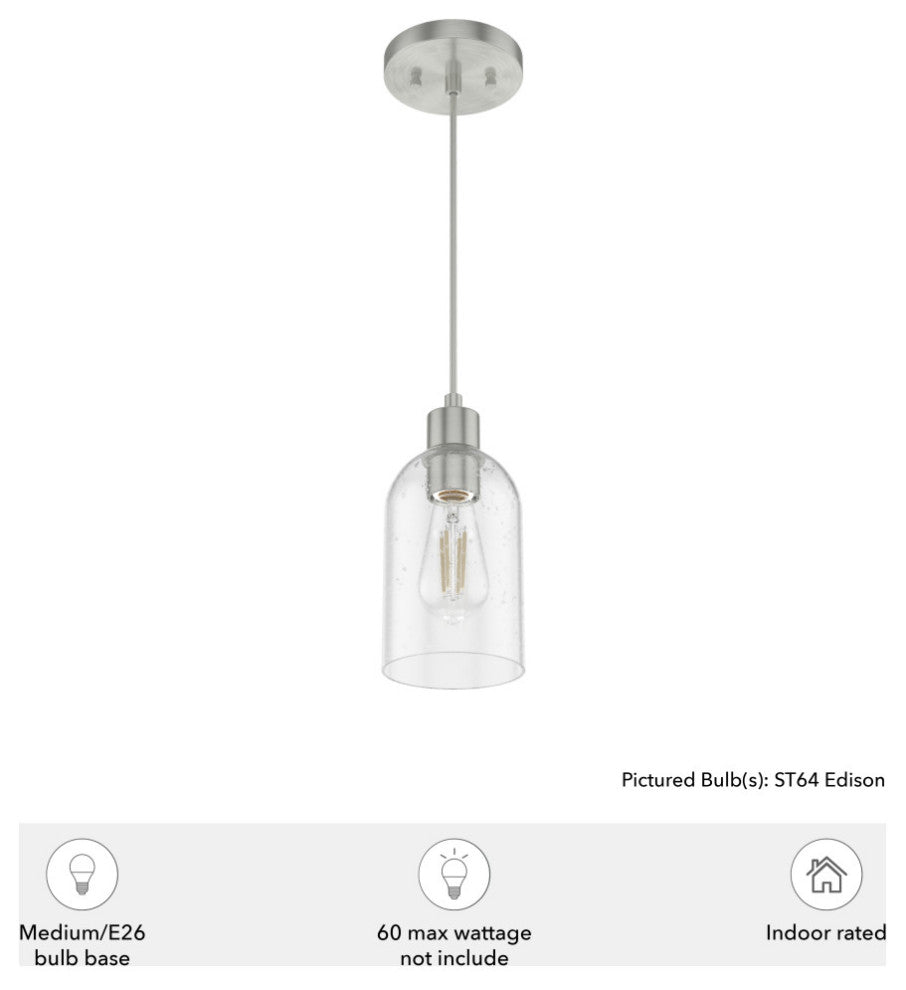 Hunter Lochemeade Brushed Nickel 1-Light Pendant Ceiling Light Fixture