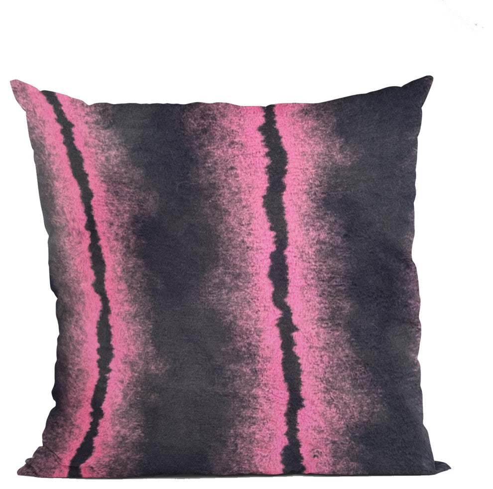 Plutus Fuchsia Black Fluffy Fields Faux Fur Throw Pillow, 26" x 26"