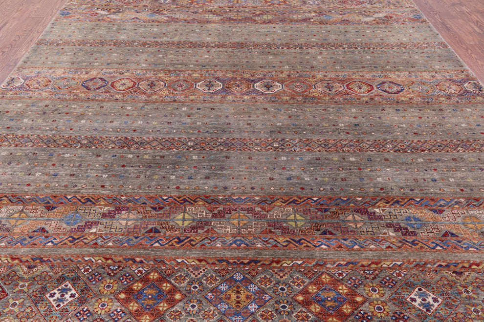 Super Kazak Khorjin Hand-Knotted Rug 9' 0" X 11' 10" Q7729