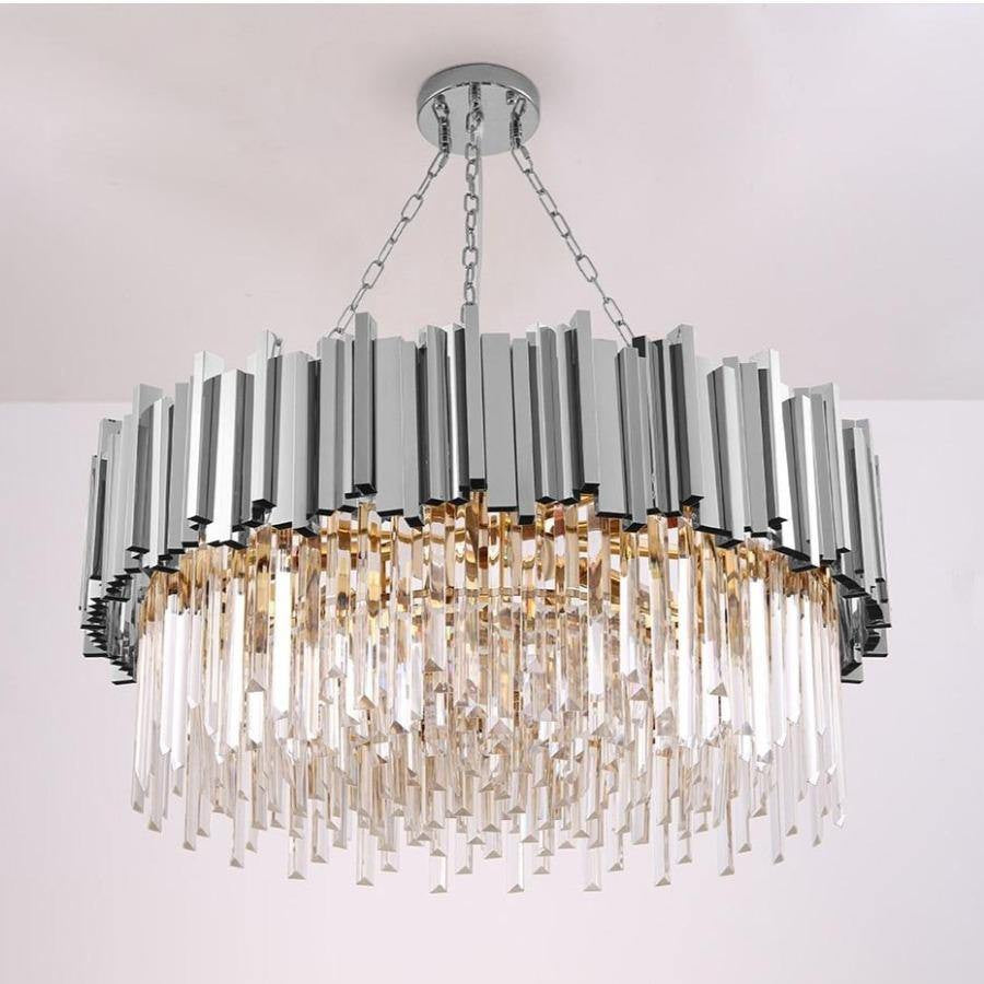 Gio Crystal Chandelier, Polished Chrome, Diameter 40"