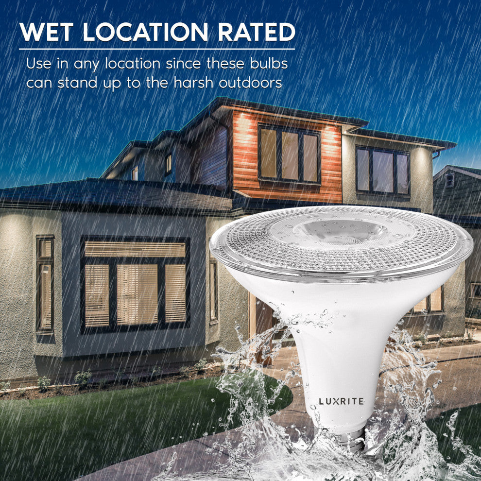 Luxrite Dusk to Dawn PAR38 LED Bulb UL Listed E26 4 Pack, 5000k - Bright White