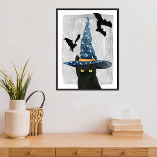 Canvas Art Framed 'Black Cat II' by Grace Popp, Outer Size 18x24"