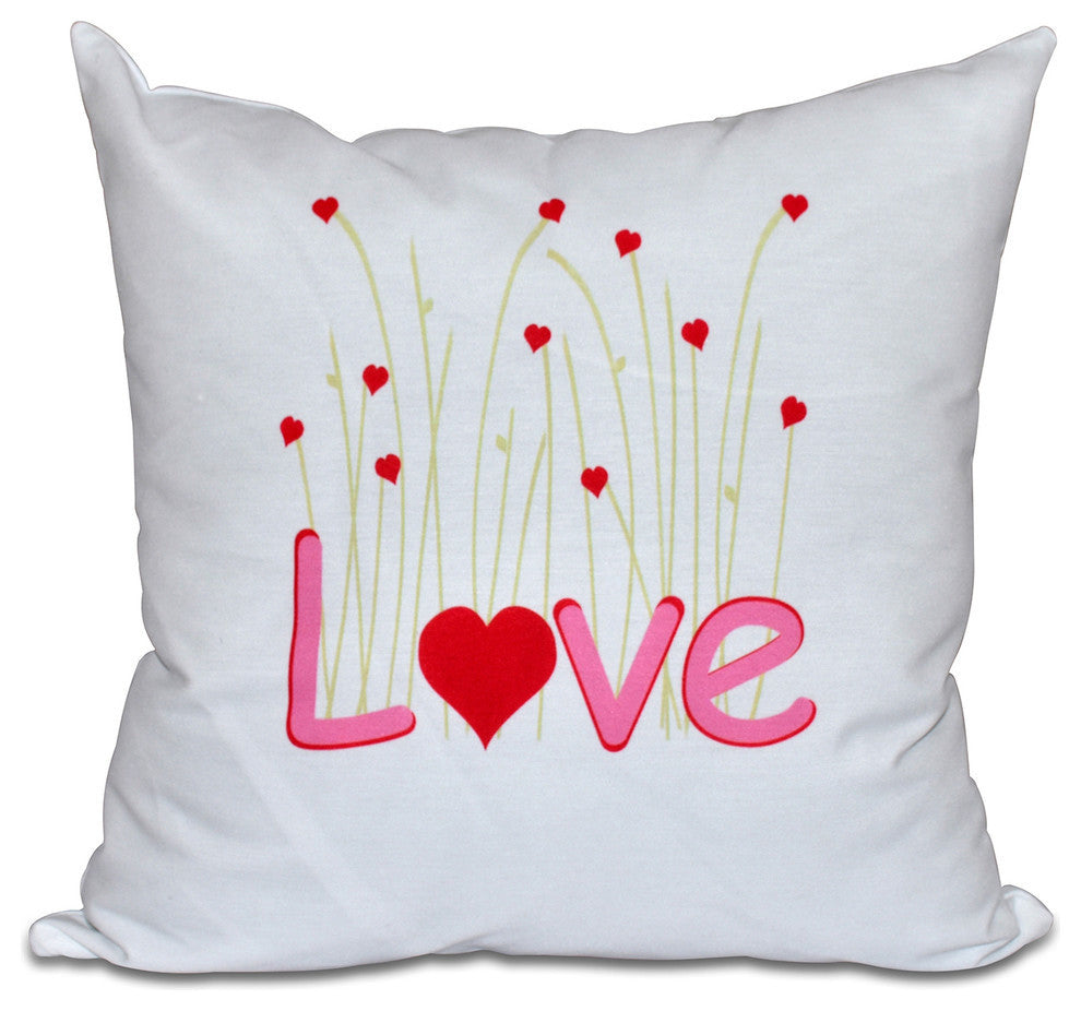 Valentine Print Pillow, Red, 18"x18"