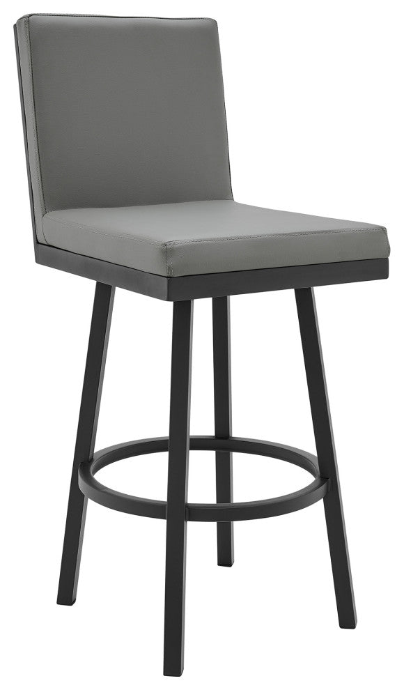 Rochester Swivel Metal and Gray Faux Leather Bar and Counter Stool