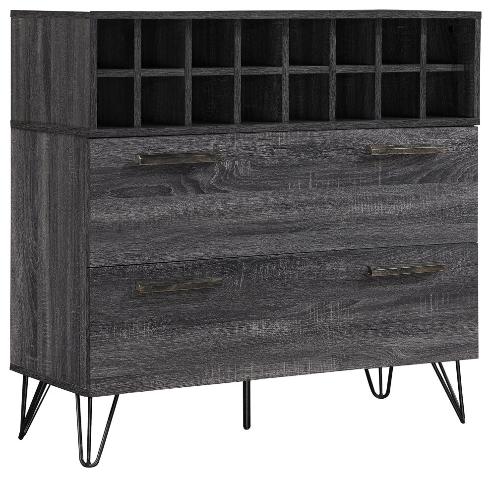 GDF Studio Annabelle Mid Century Finished Faux Wood Wine and Bar Cabinet, Sonoma