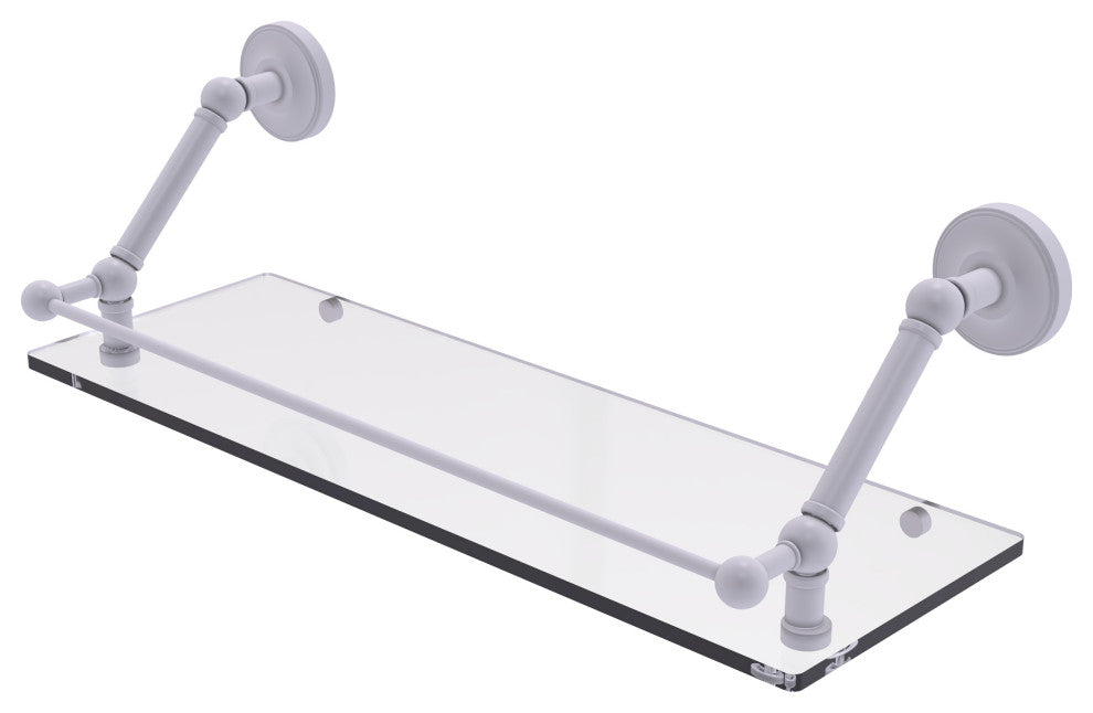 Prestige Regal 24" Floating Glass Shelf with Gallery Rail, Matte White
