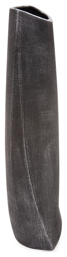 Textured Black Free Formed Ceramic Vase, Tall