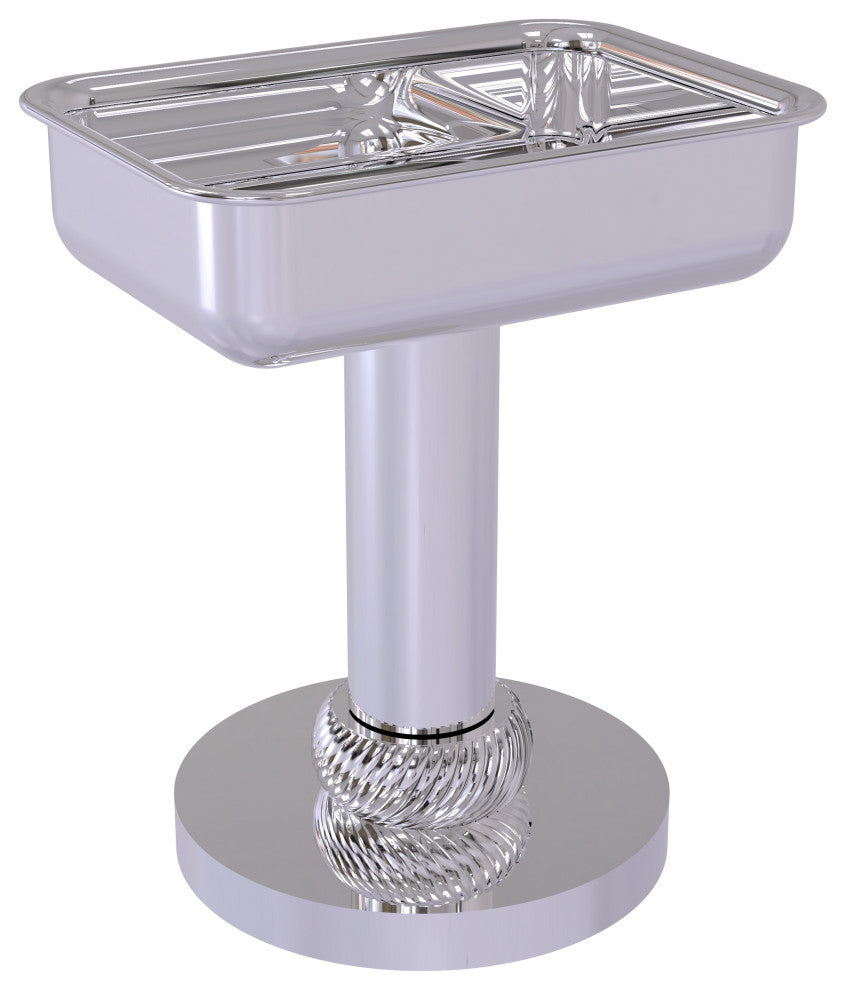 Vanity Top Soap Dish with Twisted Accents, Polished Chrome