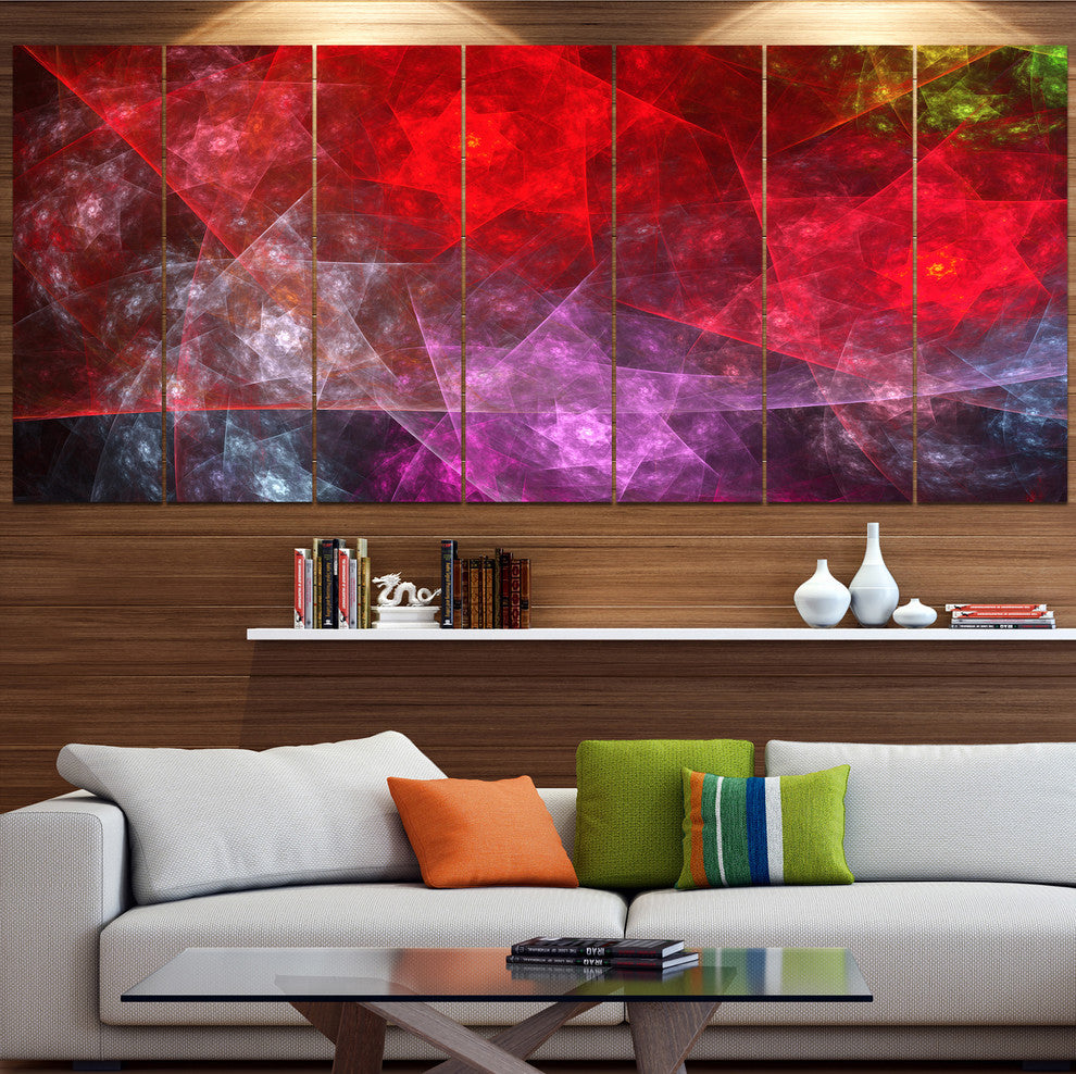 Red Purple Symphony of Gems, Abstract Canvas Art Print, 83"x32", 7 Panels